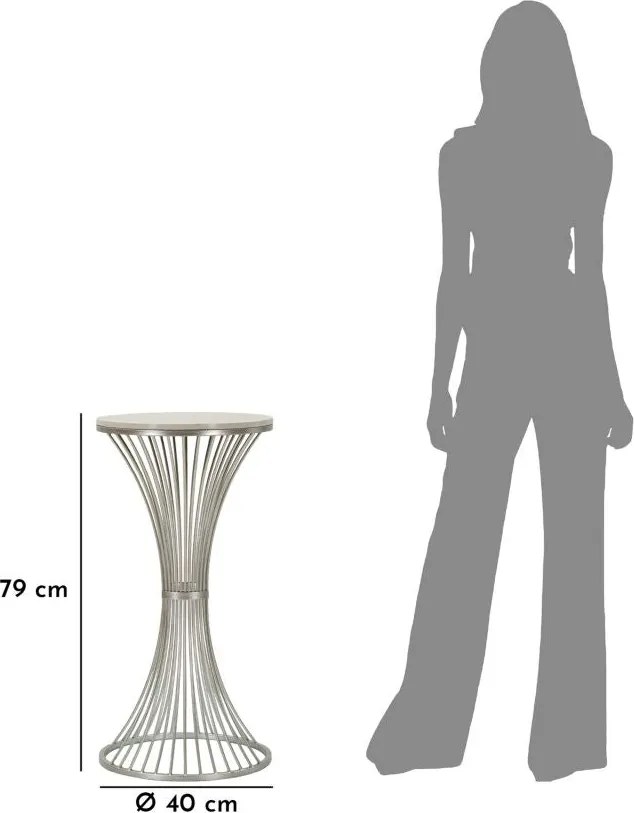Mesa Funnel - Metal Prata e Topo de Mármore - Ø 40 cm x 79 cm"
