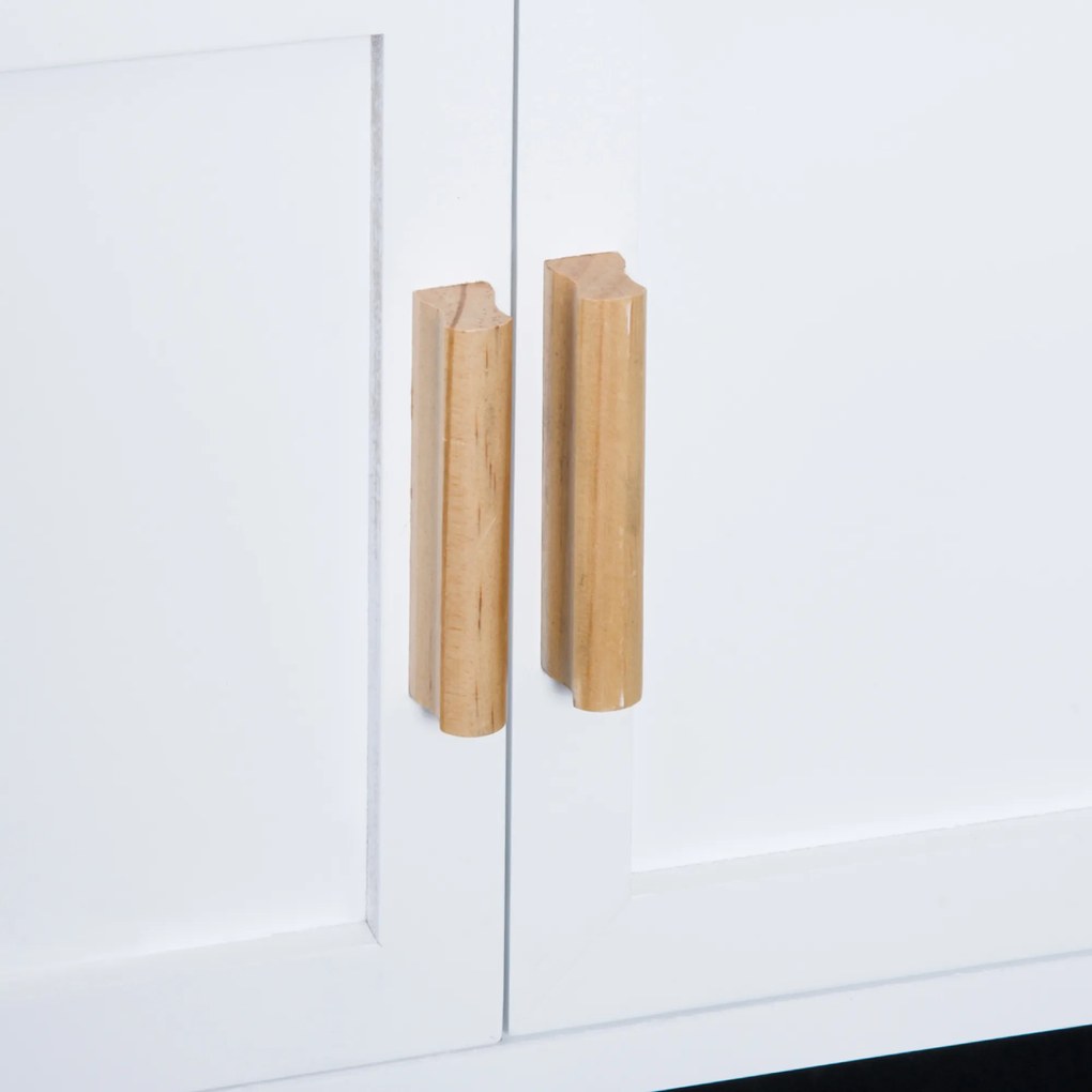 HOMCOM Carrinho de Cozinha Auxiliar com Rodas Carrinho de Cozinha com 2 Gavetas Suporte para 9 Garrafas Suporte para Taças Prateleira Aberta e Armário 76x40x88cm Branco