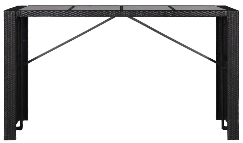 Conjunto de jantar para exterior 9 pcs vime PE preto