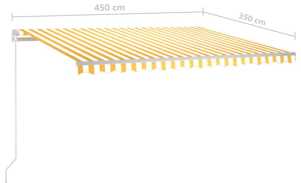 Toldo retrátil manual com luzes LED 4,5x3,5 m amarelo e branco