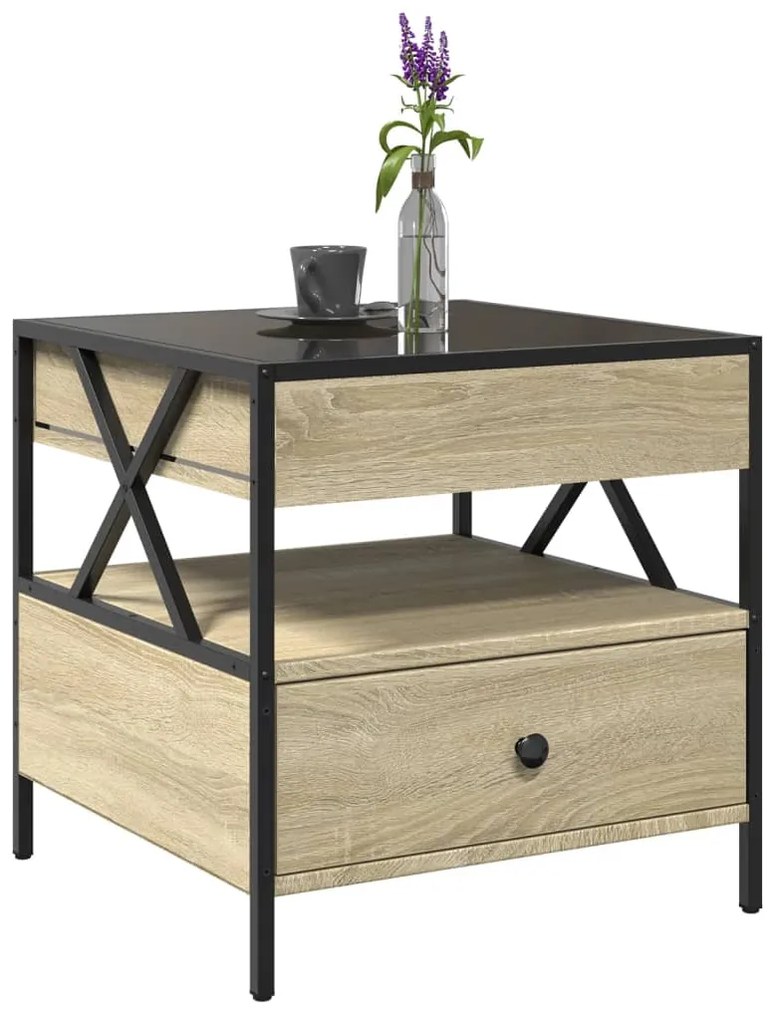 Mesa de centro luzes LED Infinity 50x50x51 cm carvalho sonoma