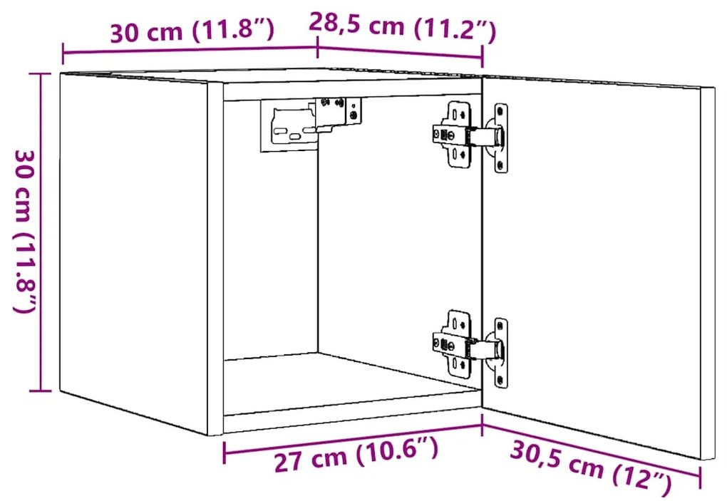 Armário de parede para TV 30,5x30x30 cm branco