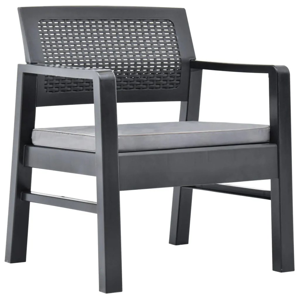 Conjunto lounge para jardim 3 pcs plástico antracite