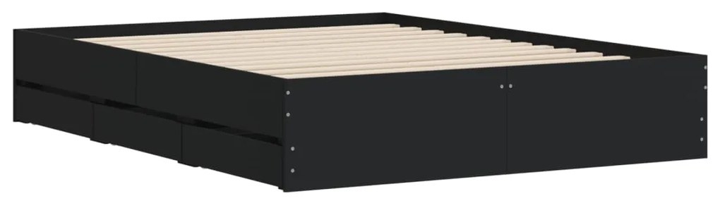 Estrutura de cama c/ gavetas 140x190 cm derivados madeira preto