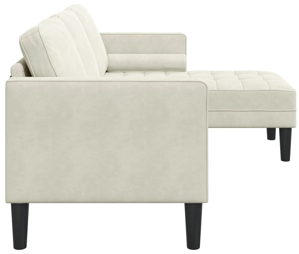 Sofá em L Creme 173x131x67 cm Veludo