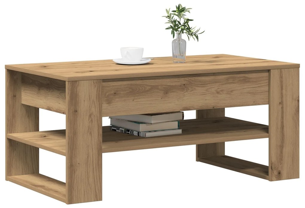Mesa de centro vidaXL em Carvalho Artesanal 102x55x45 cm em Madeira de