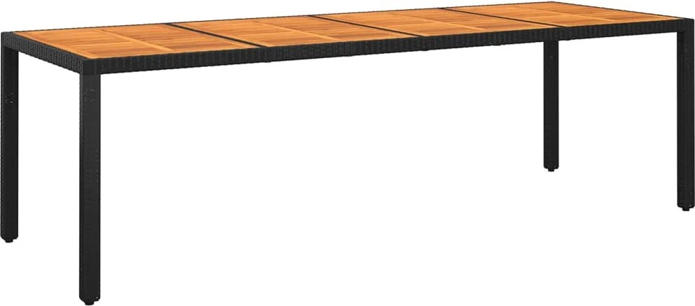 vidaXL Mesa de jardim 250x100x75 cm madeira de acácia e vime PE preto