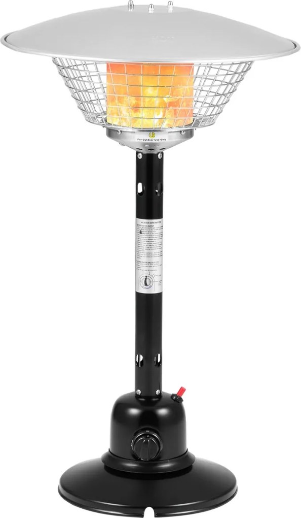 Aquecedor portátil de mesa de 90 cm para jardim a gás propano para exteriores com proteção contra tombamento e superaquecimento Preto