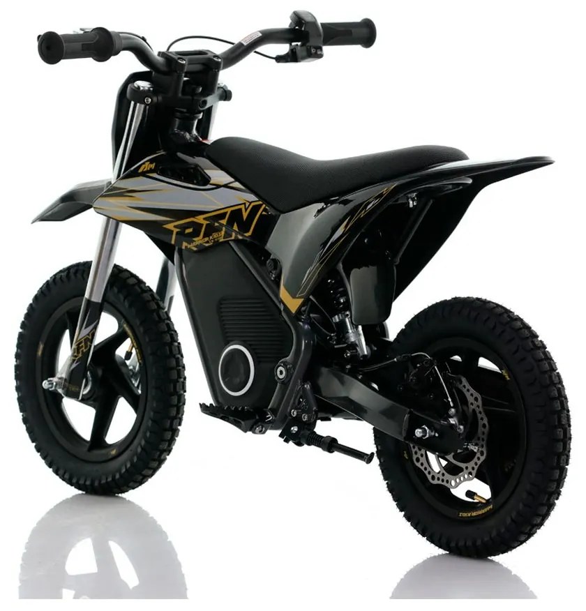 Mini moto eléctrica velocidade até 13 Km/h C/Limitador  RFN Warrior SX-E150 150W 12” Preto/Dourada