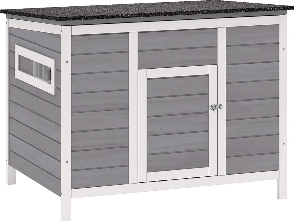PawHut Abrigo para patos resistente ao tempo Casa para patos em madeira com piso removível Janelas de correr Telhado de asfalto rebatível 93x70x72cm Cinza | Aosom Portugal