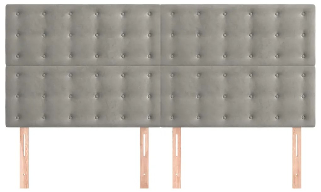 Cabeceira de cama 4 pcs veludo 90x5x78/88 cm cinzento-claro