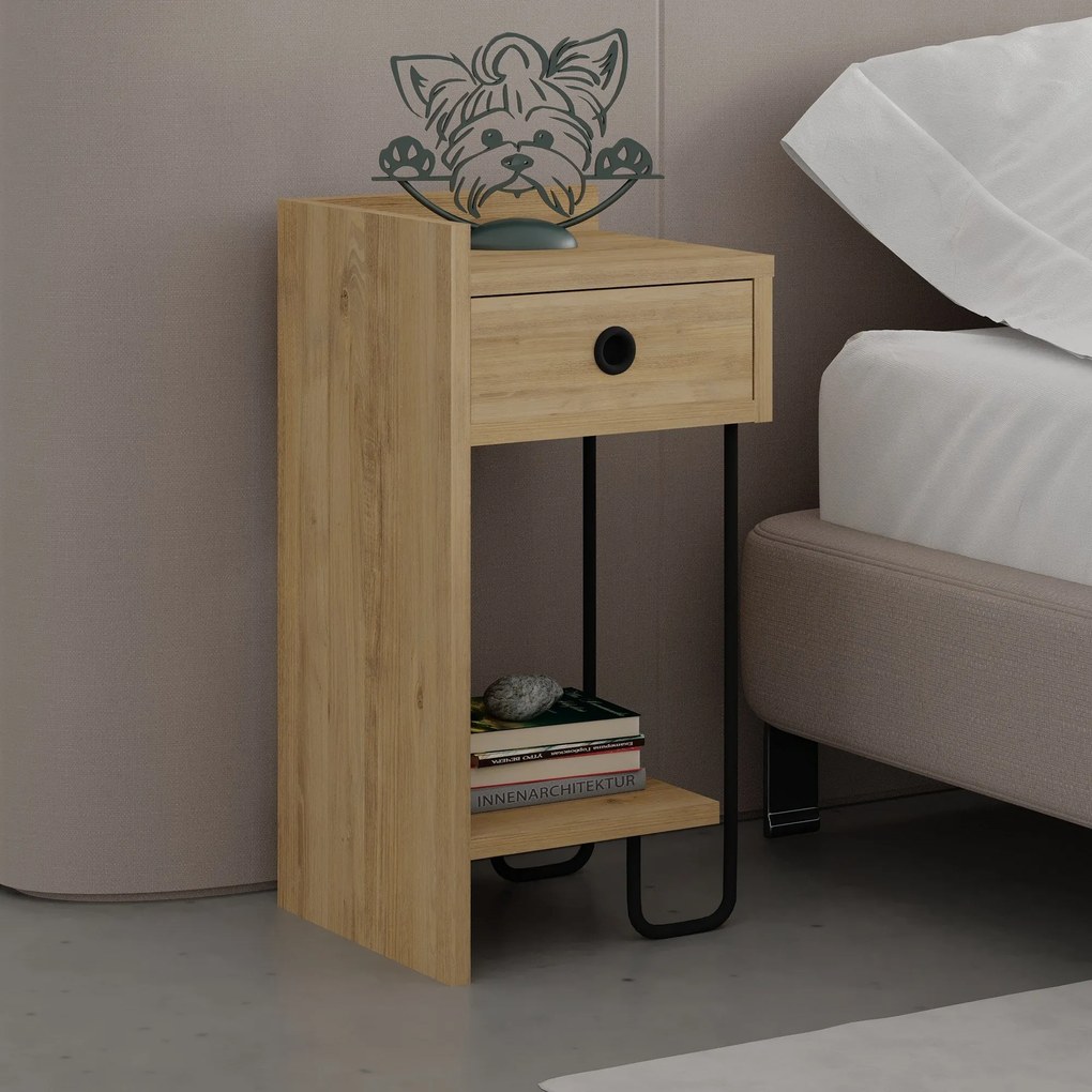 Mesa de Cabeceira Sirius Left – Carvalho – 32x61x30 cm