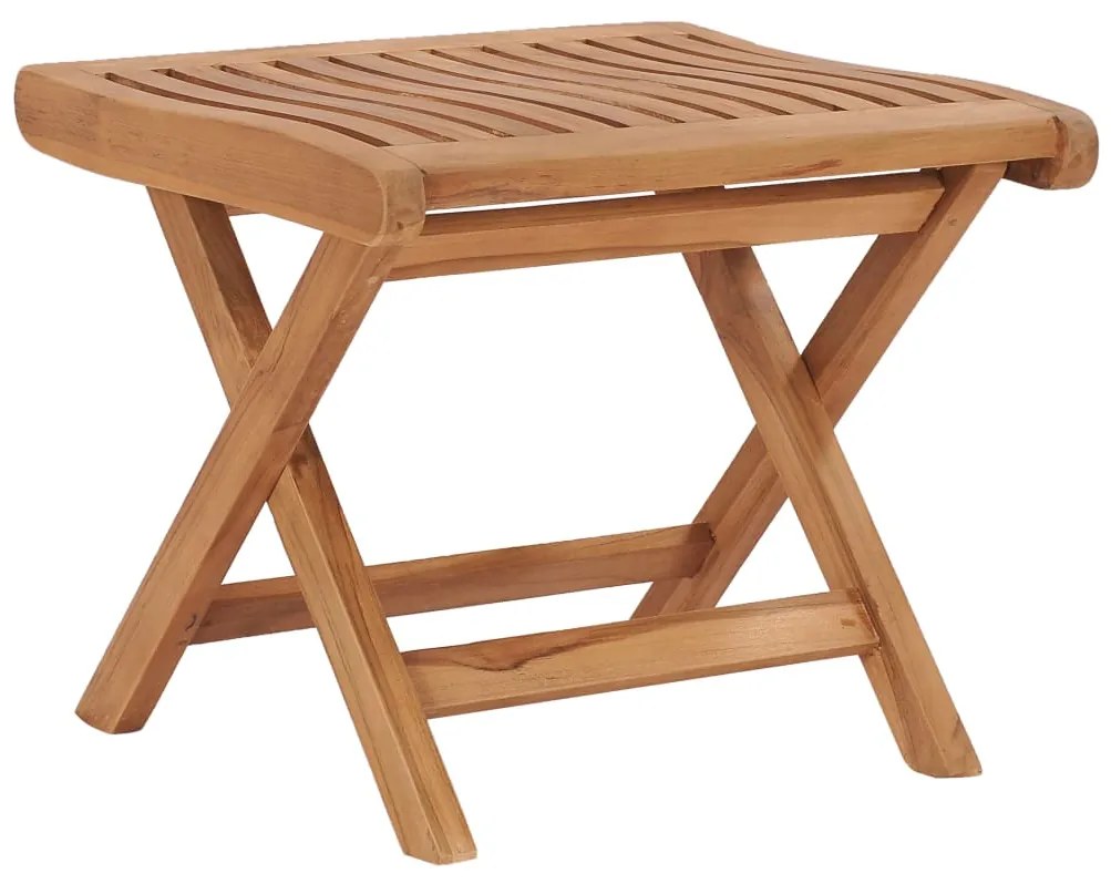 vidaXL Apoio para pés dobrável 46,5x49x41,5 cm madeira de teca maciça