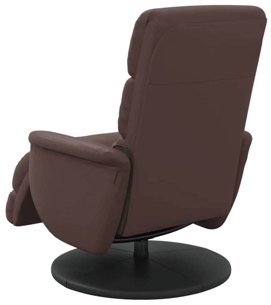 Poltrona massagens recl. c/ apoio pés couro artificial castanho