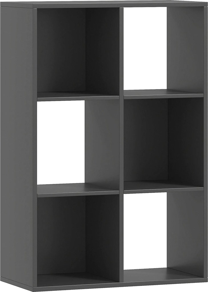 HOMCOM Estante de Cubos com 6 Prateleiras Porta Objetos em Madeira de Design Rústico 61,5x29,5x91,5 cm Preto | Aosom Portugal
