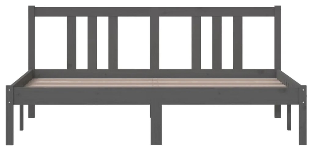 Estrutura de cama king 150x200 cm madeira maciça cinza