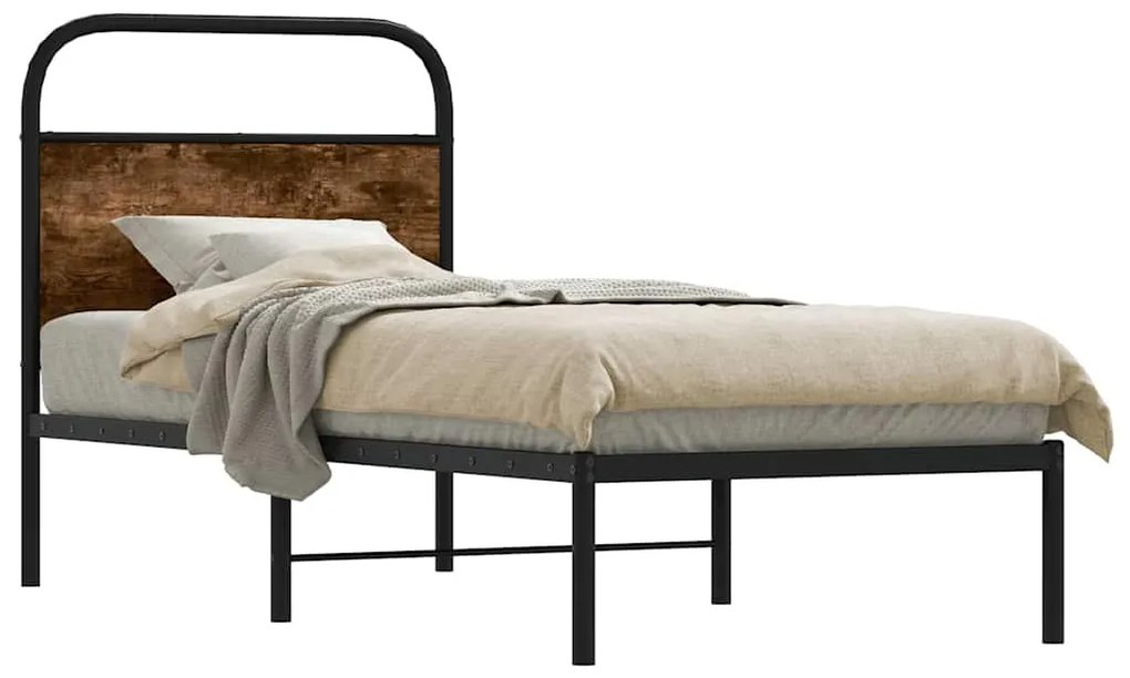 Estrutura cama s/ colchão derivados de madeira carvalho fumado