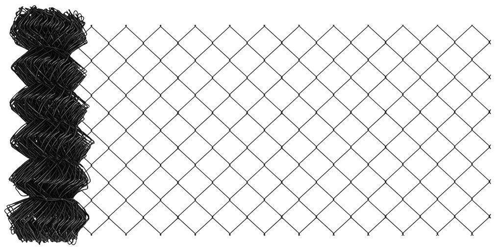 Cerca de Cadeia com 13 Postes Flangeados 0.4x25 m Aço Galvanizado