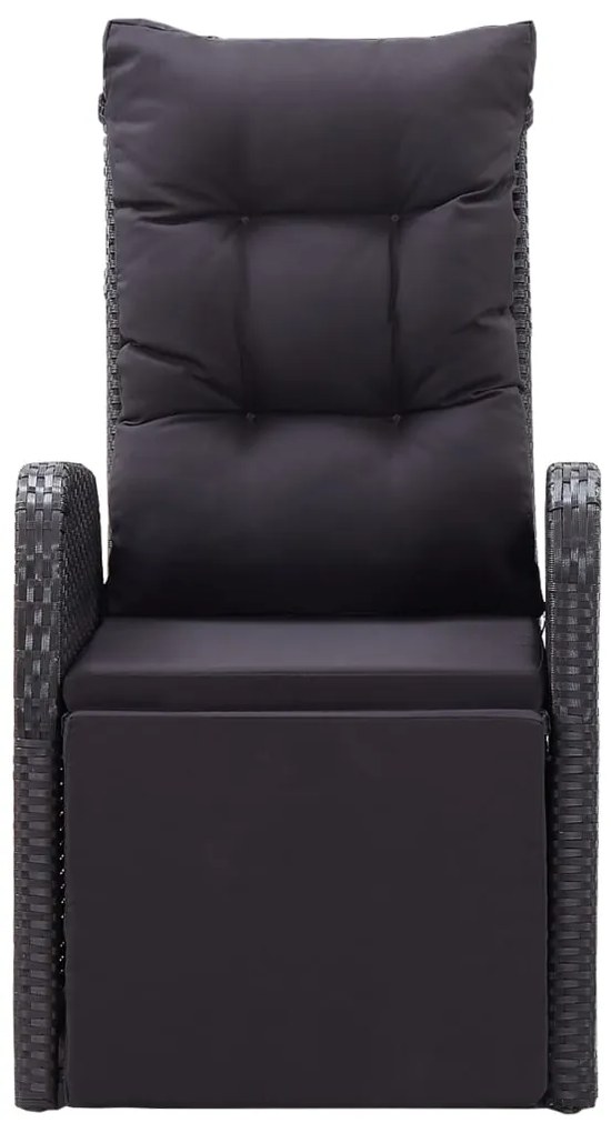 Cadeiras de jardim reclináveis c/ almofadões 2pcs vime PE preto