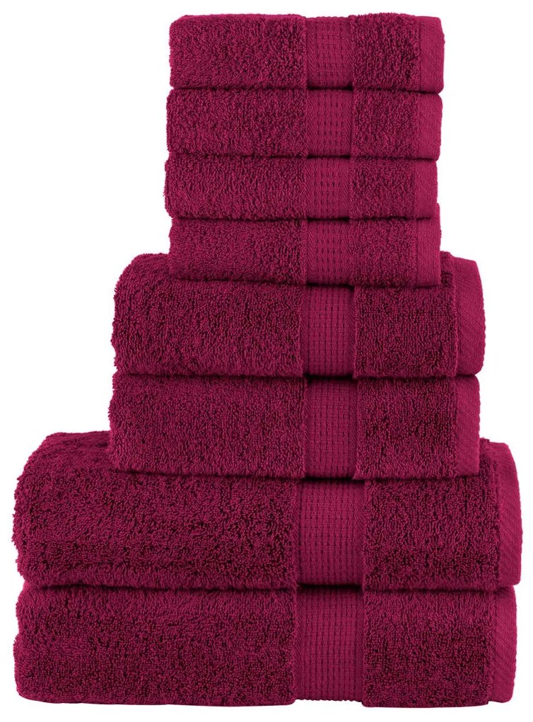 8 pcs Conjunto de toalhas premium SOLUND 600 gsm bordô