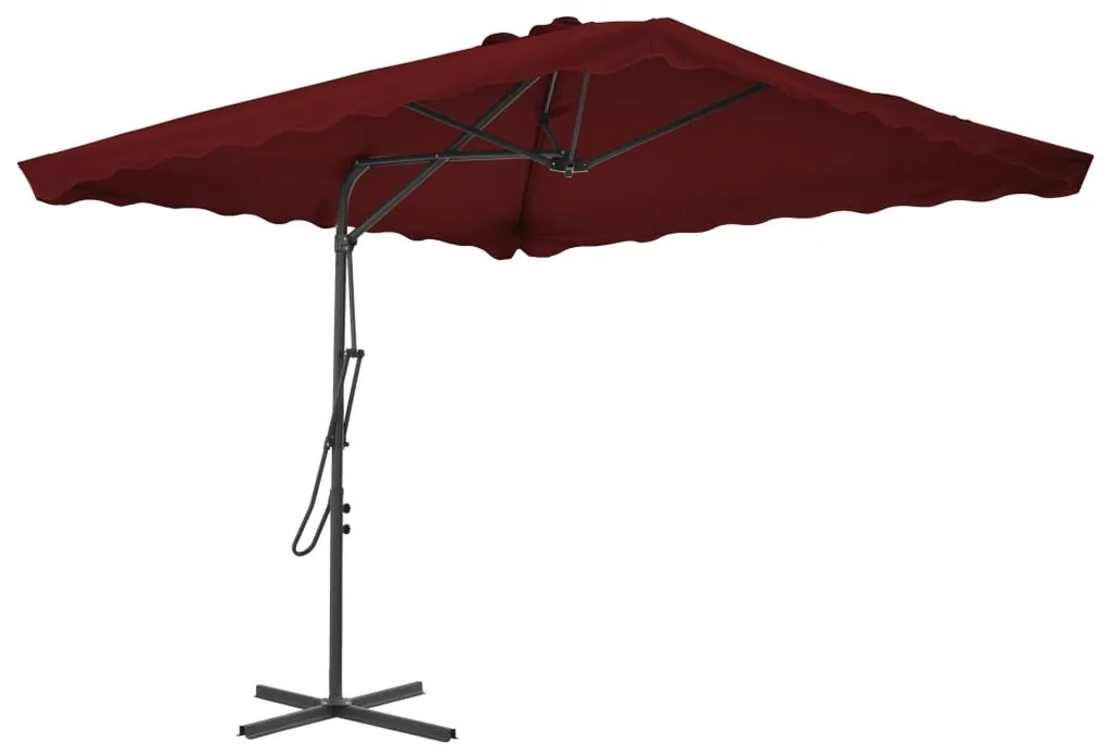312514 vidaXL Guarda-sol de exterior c/ poste aço 250x250x230 cm bordô