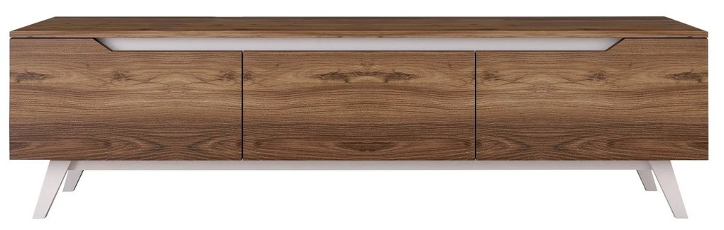 Móvel de TV "Arcos" - 180x48,6x35 cm - Nogueira e Branco - Design Mode