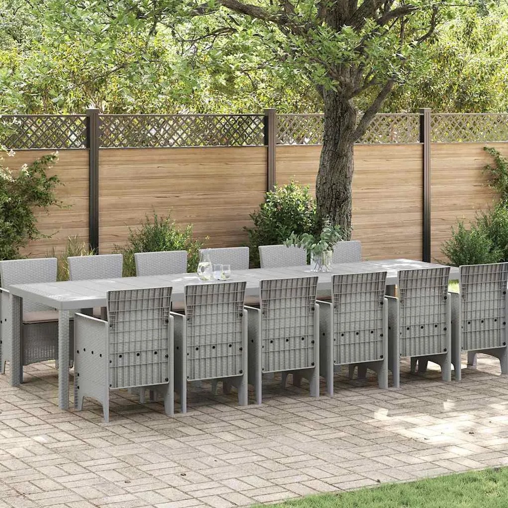 vidaXL Conjunto de Jantar para o Jardim 13 pcs Cinzento-claro