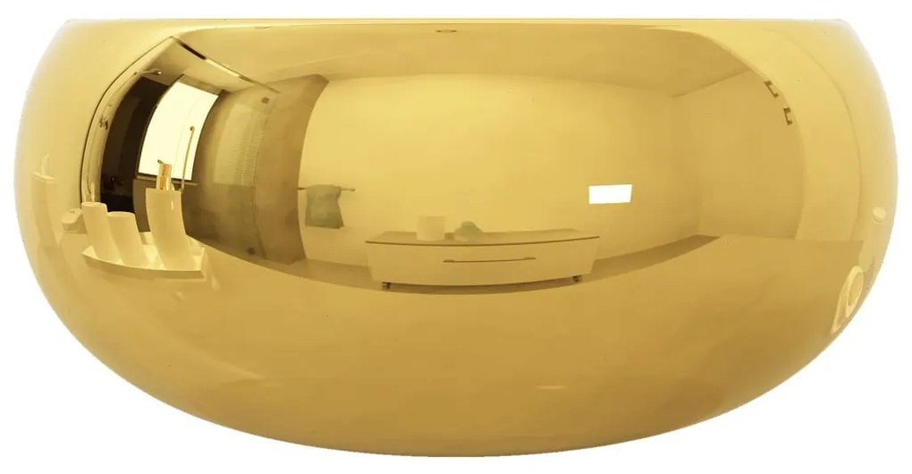 Lavatório Tuxe em Cerâmica Dourado - Design Moderno