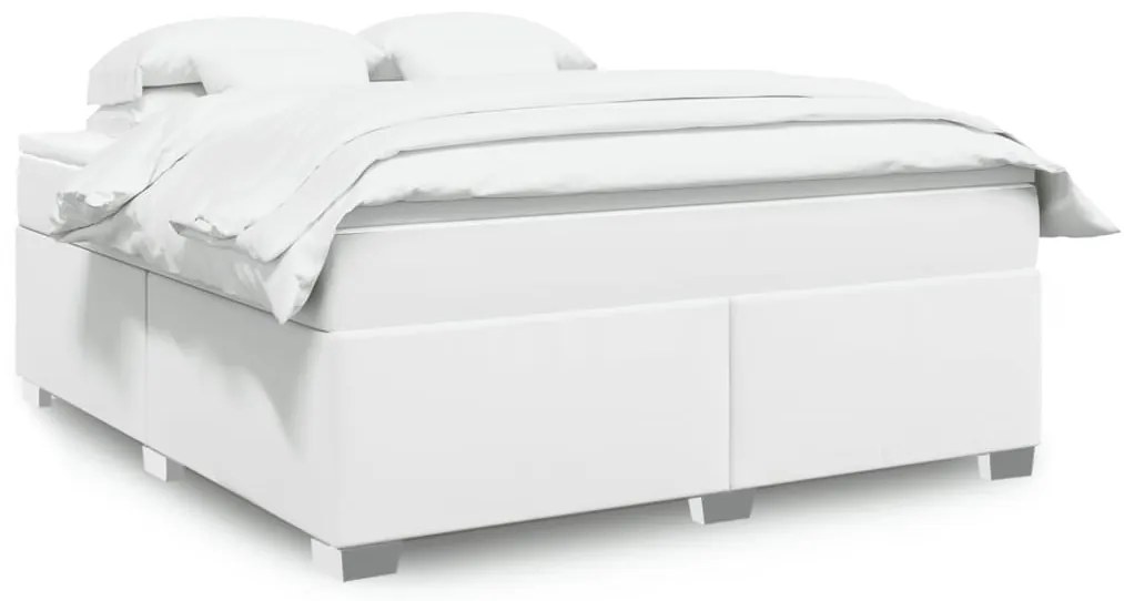 Cama com molas/colchão 180x200 cm couro artificial branco