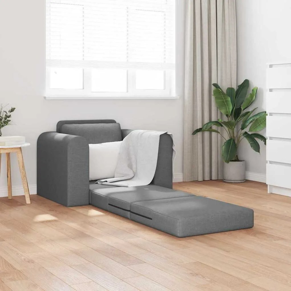 Sofá Cama 2-em-1 Cinza Escuro 98x71x83 cm Tecido
