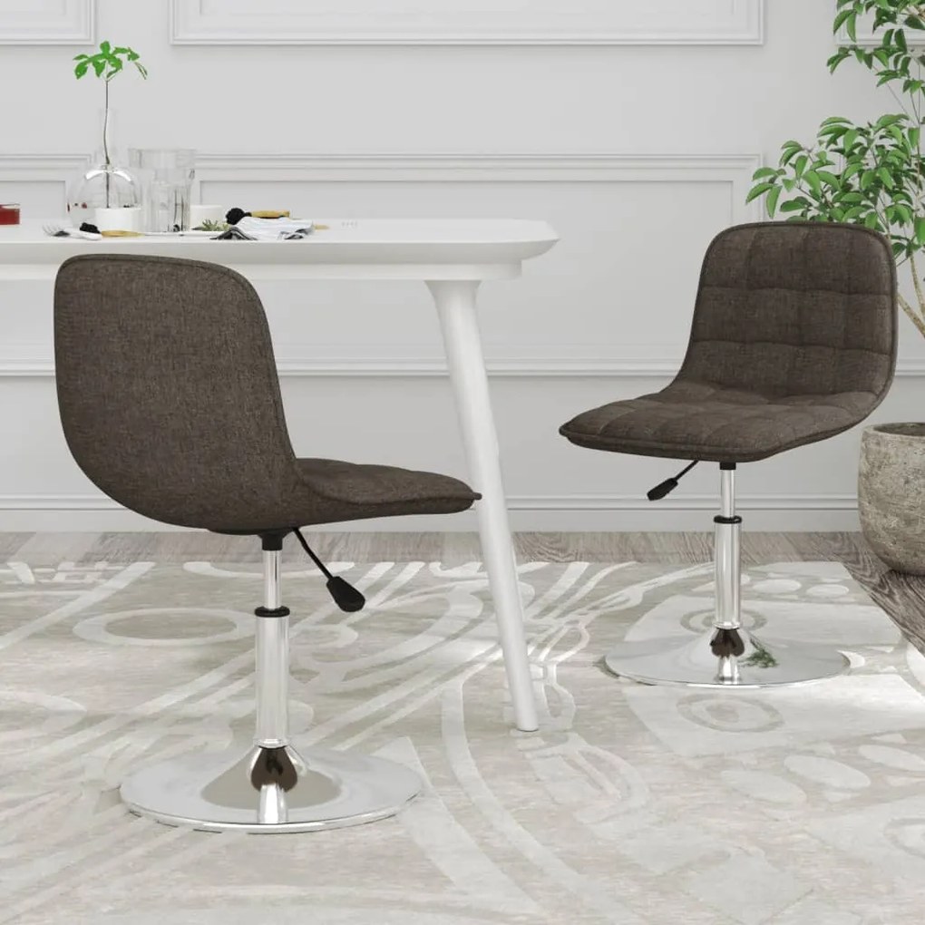 vidaXL Cadeiras de jantar giratórias 2 pcs tecido cinzento-acastanhado