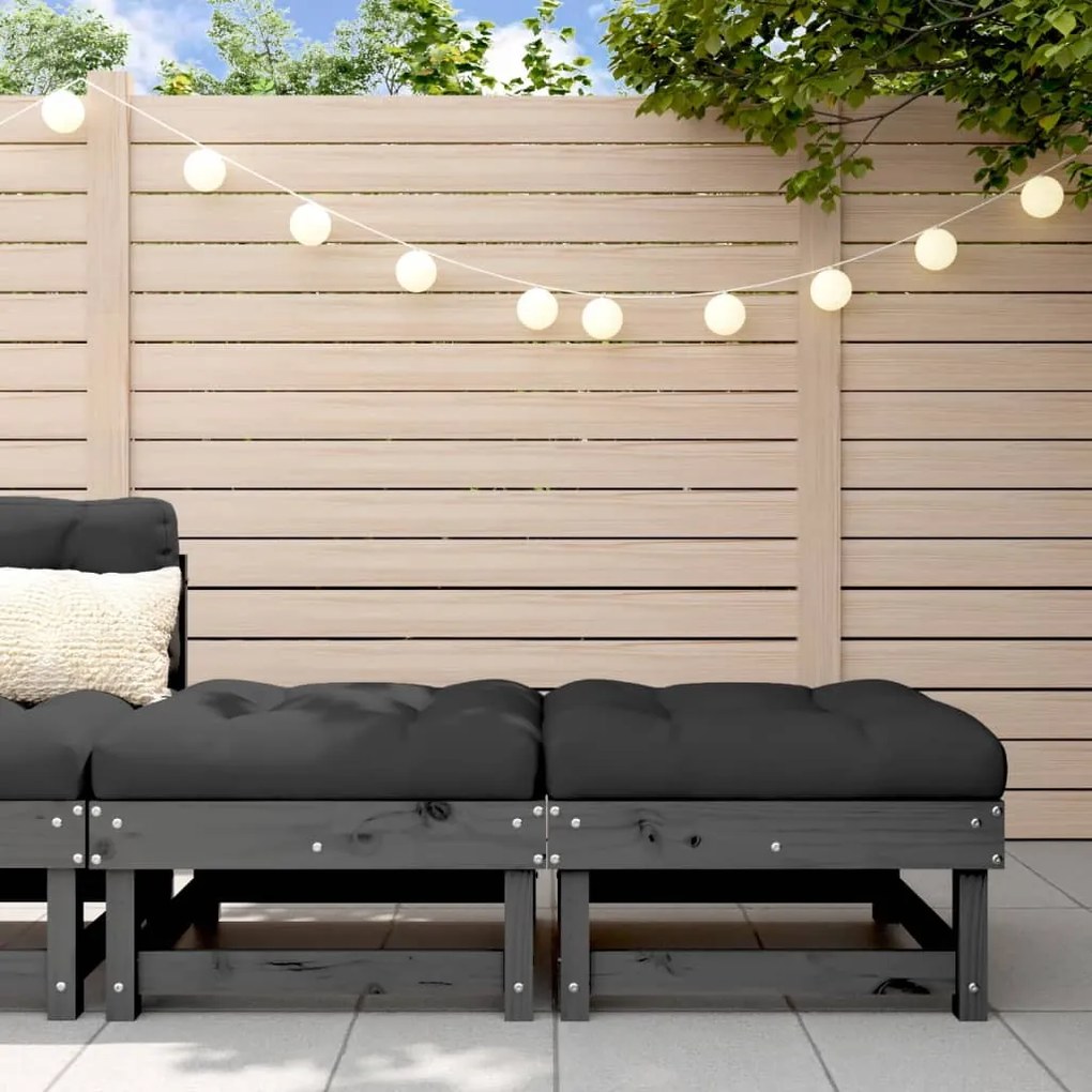 vidaXL Apoios de pés p/ jardim c/ almofadões 2 pcs pinho maciço cinza