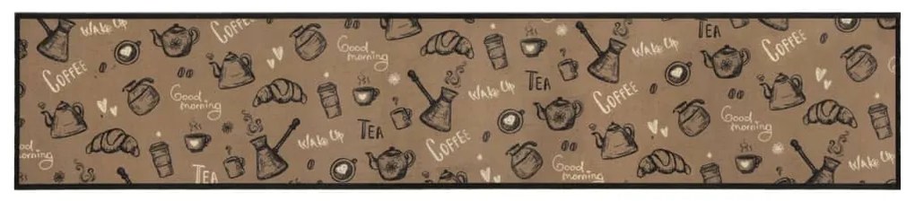 Tapete cozinha lavável 60x300 cm veludo padrão morning castanho