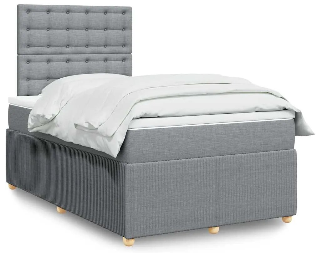 Cama boxspring com colchão 120x190 cm tecido cinzento-claro