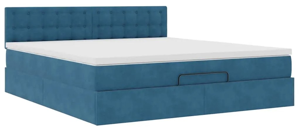 Estrutura de cama otomana com colchão 160x200 cm azul escuro