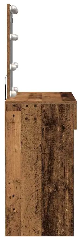 Mesa de Maquiagem com Espelho e Luzes LED Madeira Antiga e Madeira de