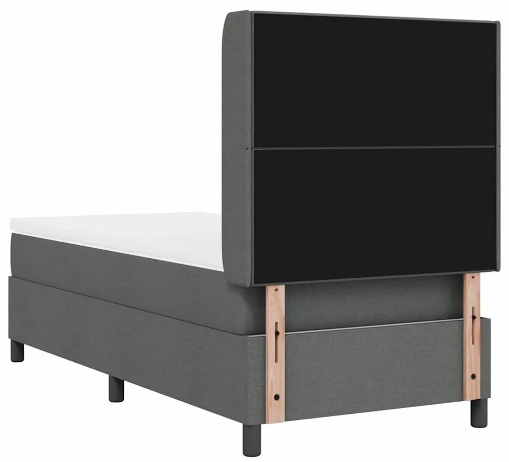 Cama com Estrado e Colchão &amp; LED Cinza Escuro 100x200 cm Tecido