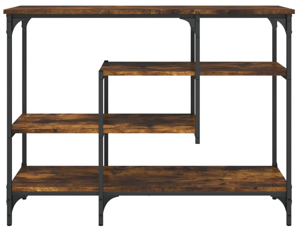 Mesa consola c/ prateleiras 100x35x75 cm carvalho fumado