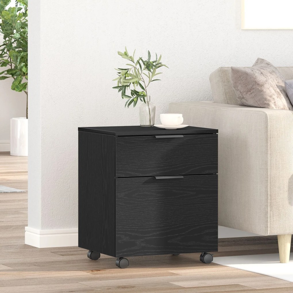 Gabinete Móvel vidaXL com Rodas Carvalho Preto 45x38x54 cm