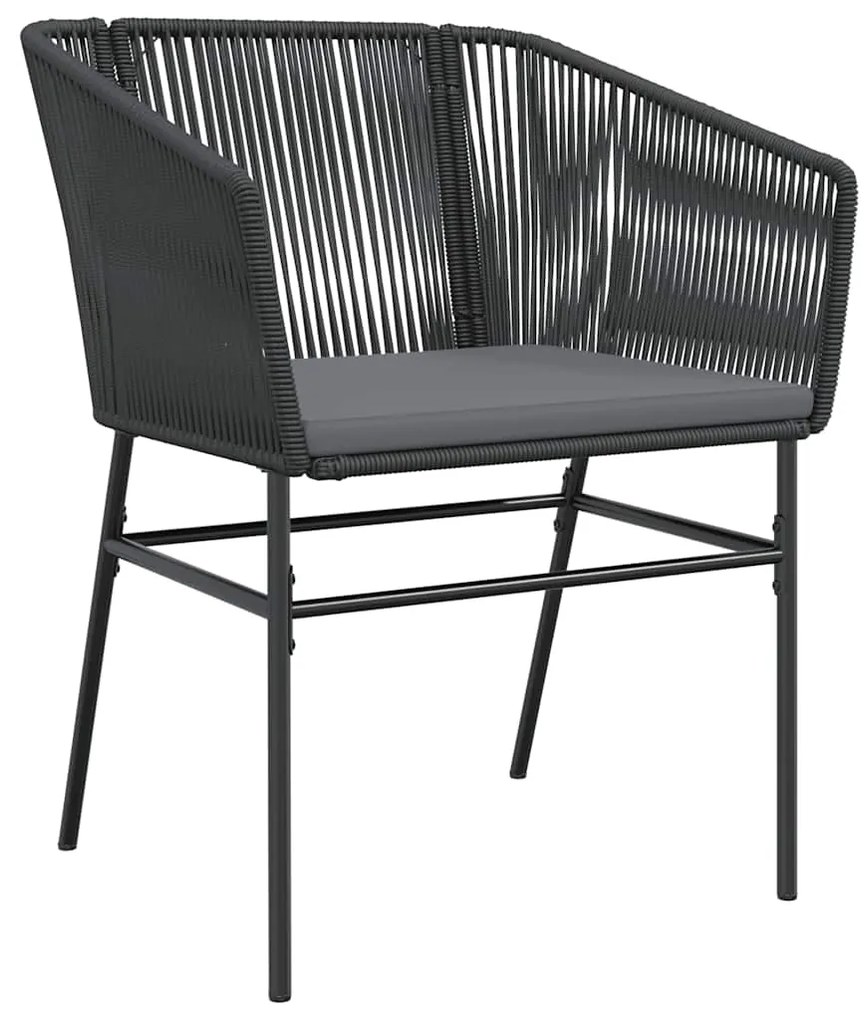 Conjunto de jantar jardim 5 peças almofadas vidro vime PE preto