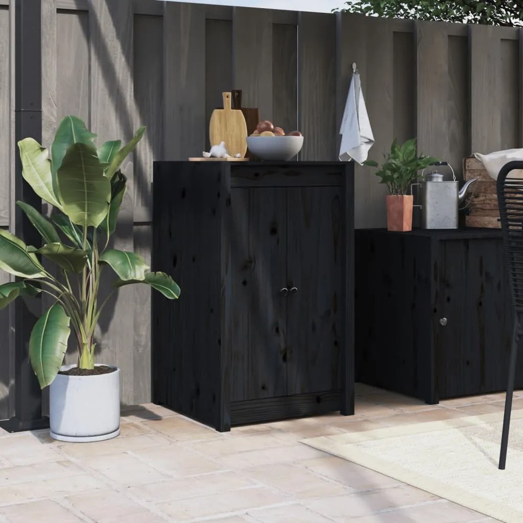 vidaXL Portas de cozinha para exterior 50x9x82 cm pinho maciço preto