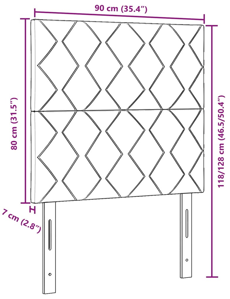 Cabeceira Design em Blocos de Diamante Cinza Claro 90 cm Veludo, vidaX