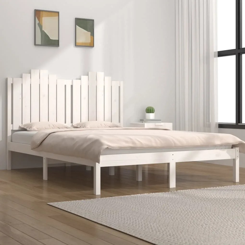vidaXL Estrutura de cama 140x200 cm madeira de pinho maciça branco