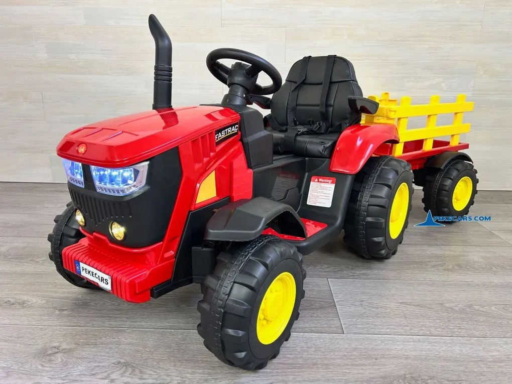 Trator Eléctrico para Crianças 4200 12V 2.4G, com Reboque Rodas de borracha anti-furos e Assento em pele sintética Vermelho