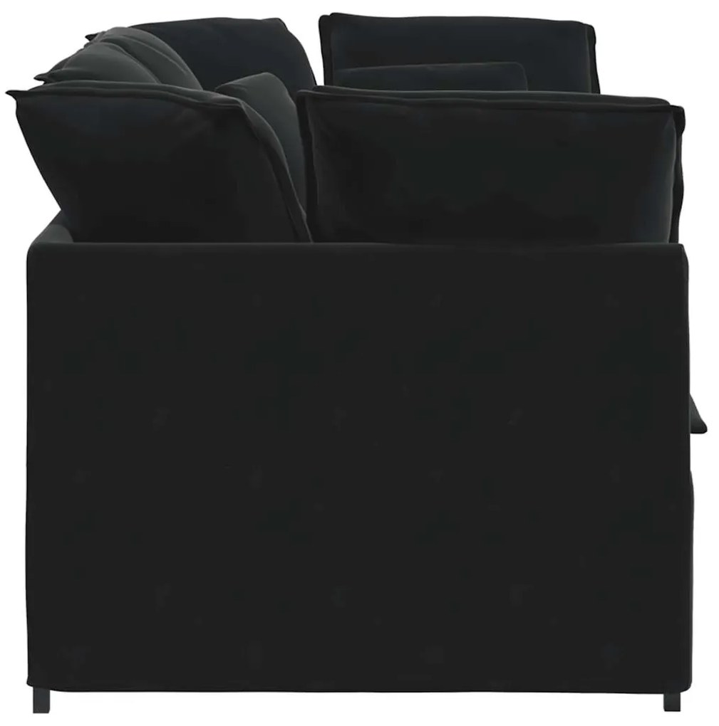 Sofá modular com almofadas veludo preto
