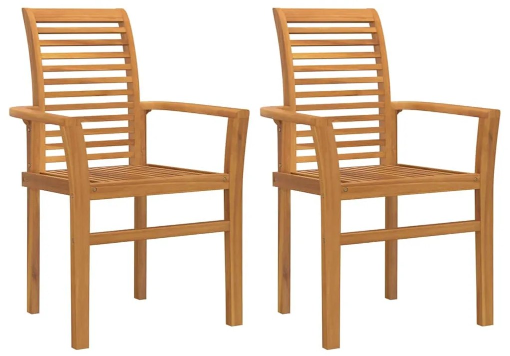 Cadeira de Jardim Empilhável 2 pcs Madeira Sólida de Teca
