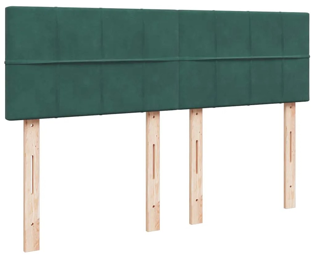 Cama com molas/colchão 160x200 cm veludo verde-escuro