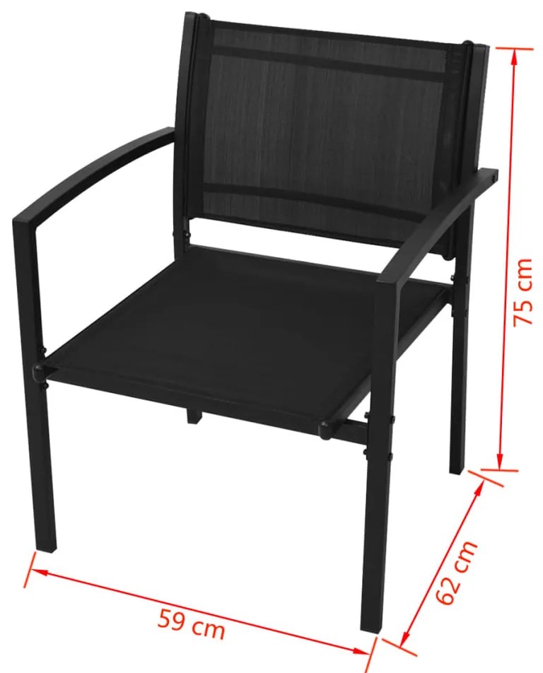 4 pcs conjunto lounge para jardim textilene preto