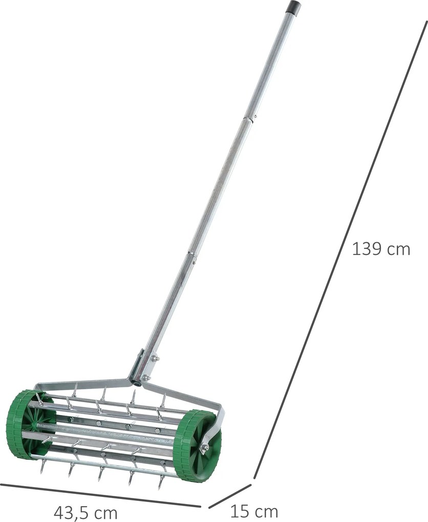 Rolo arejador para relvado com cabo telescópico 98L x 45l x 87H cm Verde