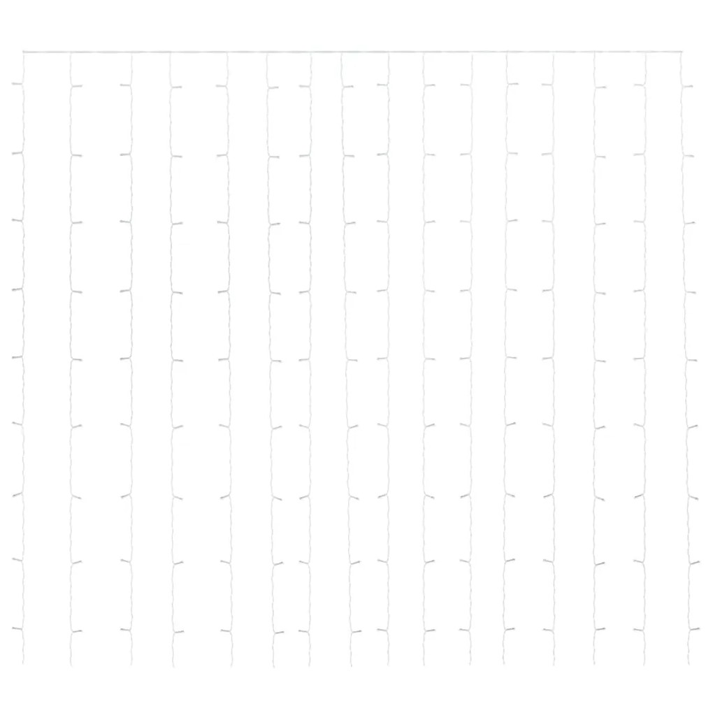 Cortina iluminação 300 luzes LED 3x3 m 8 funções branco frio